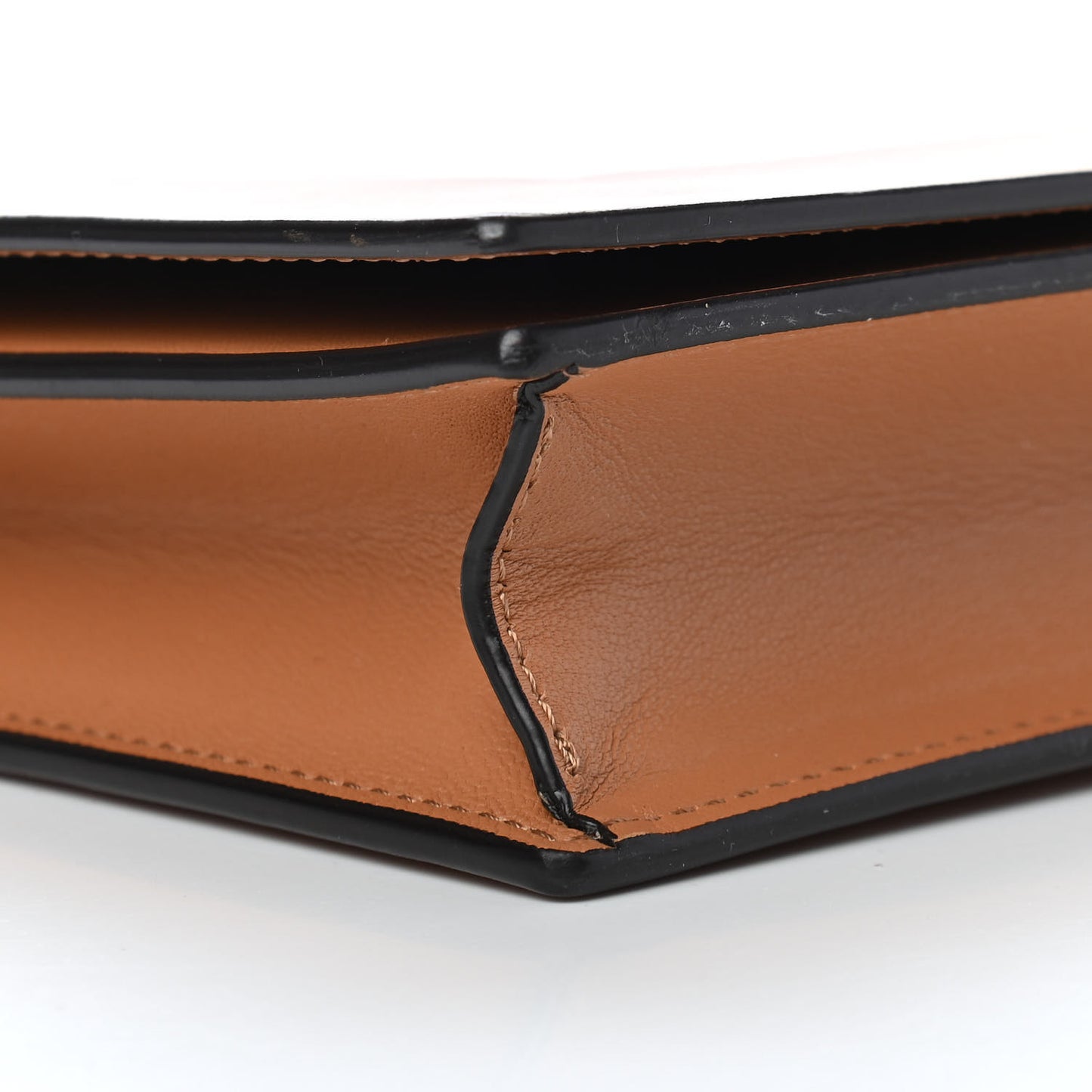 Smooth Lambskin Frame Evening Chain Clutch Tan Optic White