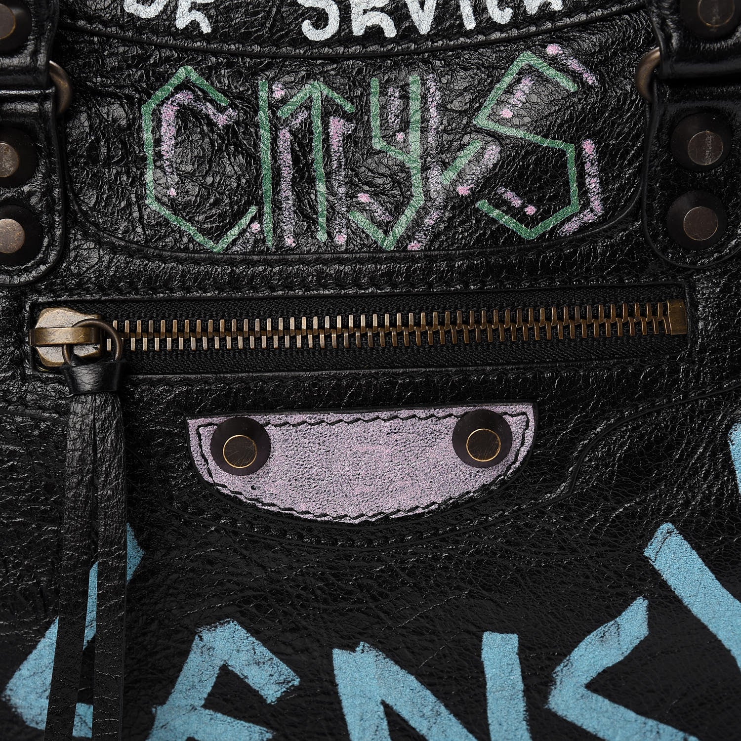 Balenciaga Agneau Graffiti All Over Classic Hardware S City Black Multicolor 8 of 10