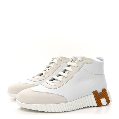 Hermes Goatskin Suede Hip-Hop High Top Sneakers 38 White 4 of 11
