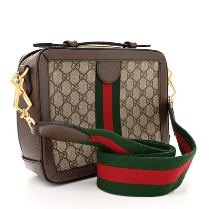 Gucci GG Supreme Monogram Web Small Ophidia Top Handle Shoulder Bag Brown 3 of 13
