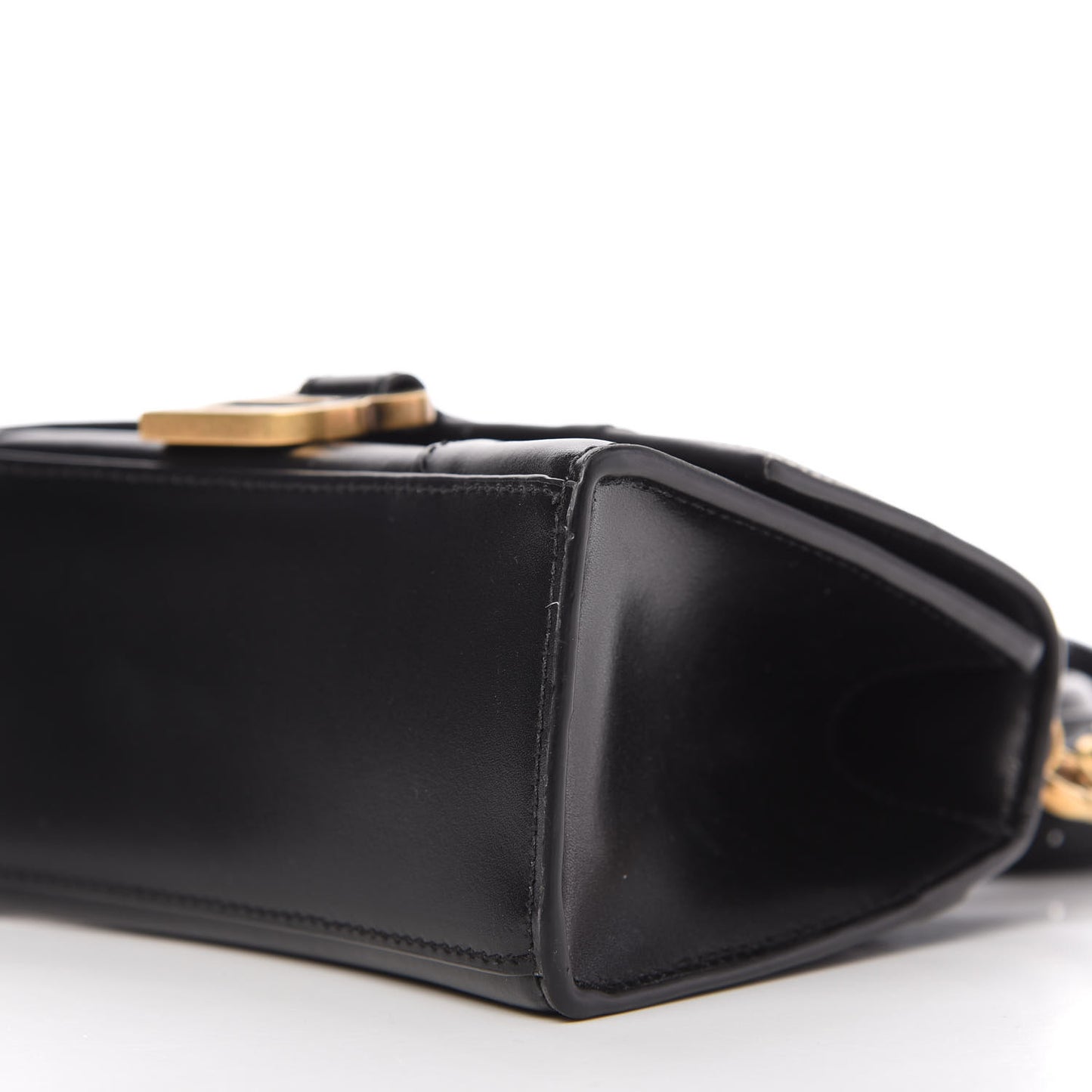 Shiny Box Calfskin Hourglass Top Handle Bag XS Black