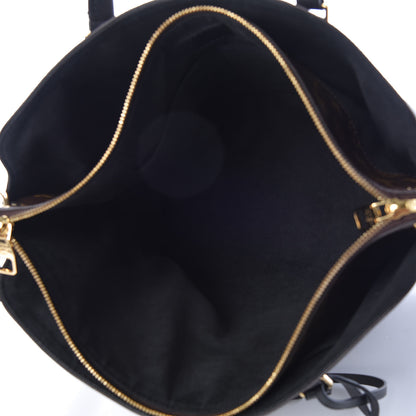 Louis Vuitton Monogram Flower Zipped Tote MM Black 6 of 10