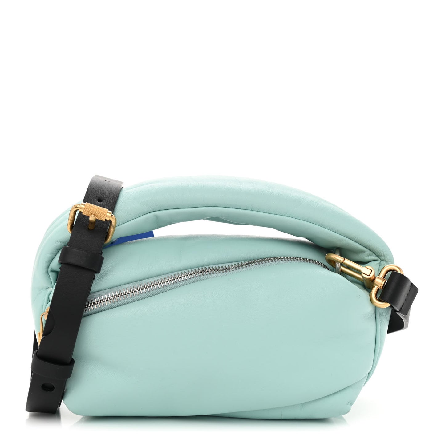 Calfskin Puffy Pump Pouch Crossbody Bag Light Blue