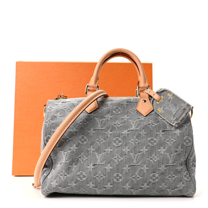 Louis Vuitton Monogram Denim Speedy Soft 30 Washed Gray 10 of 10