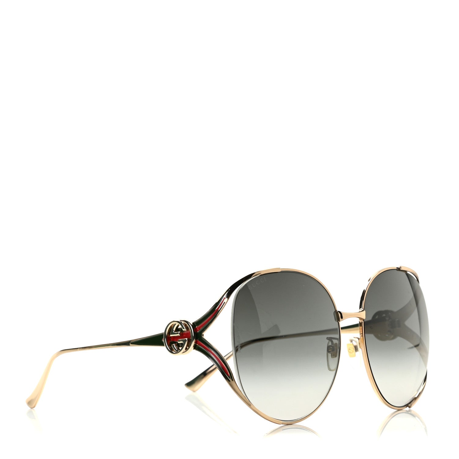 Gucci Metal Oversized Round Frame GG0225S Sunglasses Gold 3 of 6