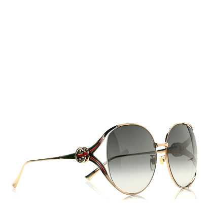 Gucci Metal Oversized Round Frame GG0225S Sunglasses Gold 3 of 6