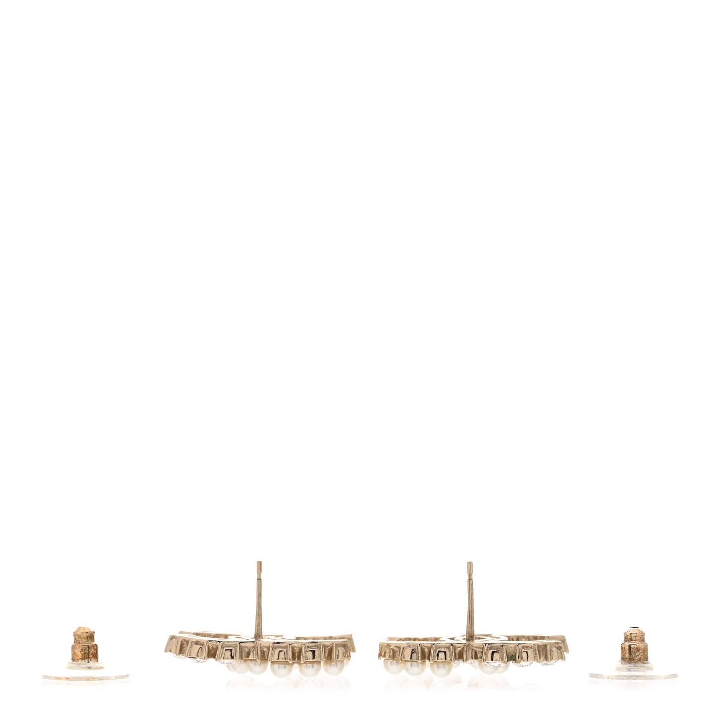 Crystal Pearl CC Dazzling Domino Earrings Gold