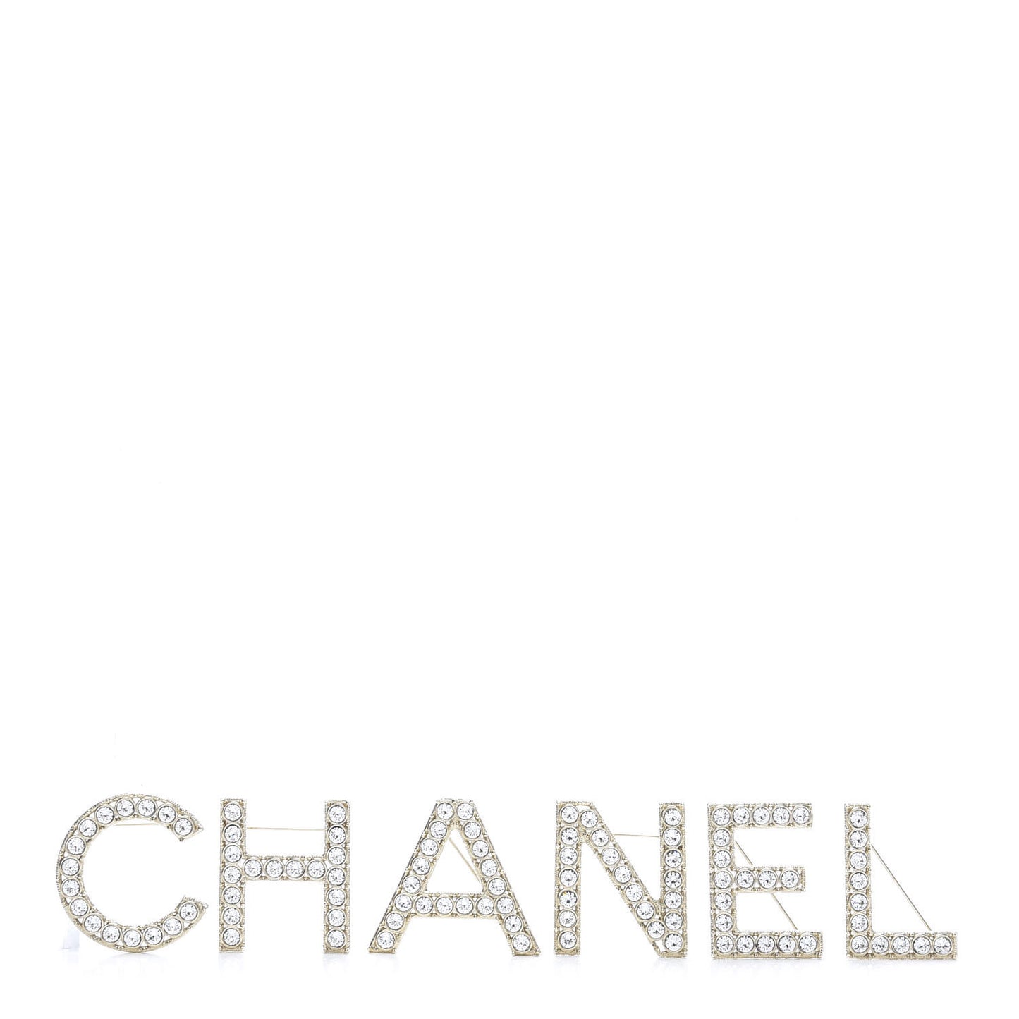 Crystal Cha-Nel Logo Brooch Set Gold