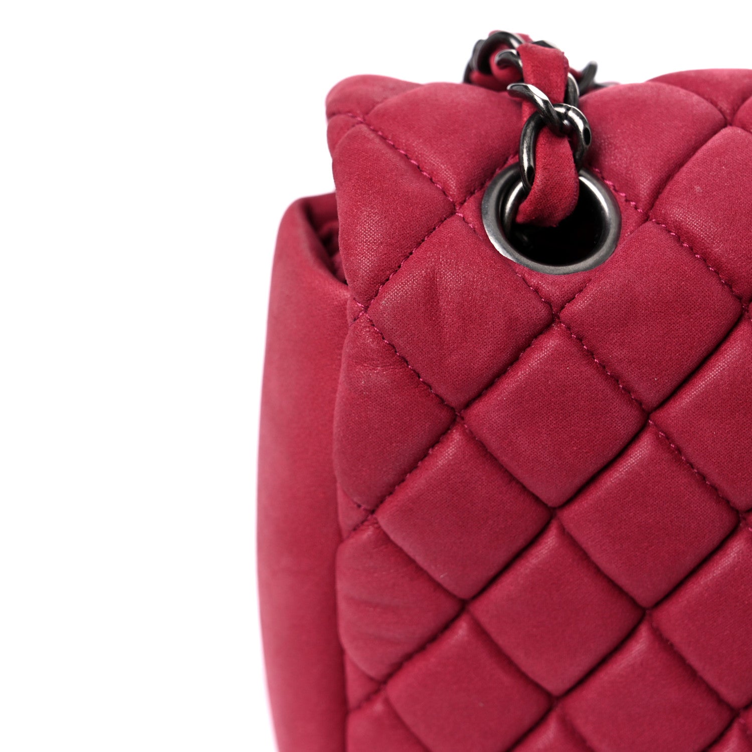 Chanel Iridescent Calfskin Small New Bubble Quilt Flap Fuchsia 14 of 15