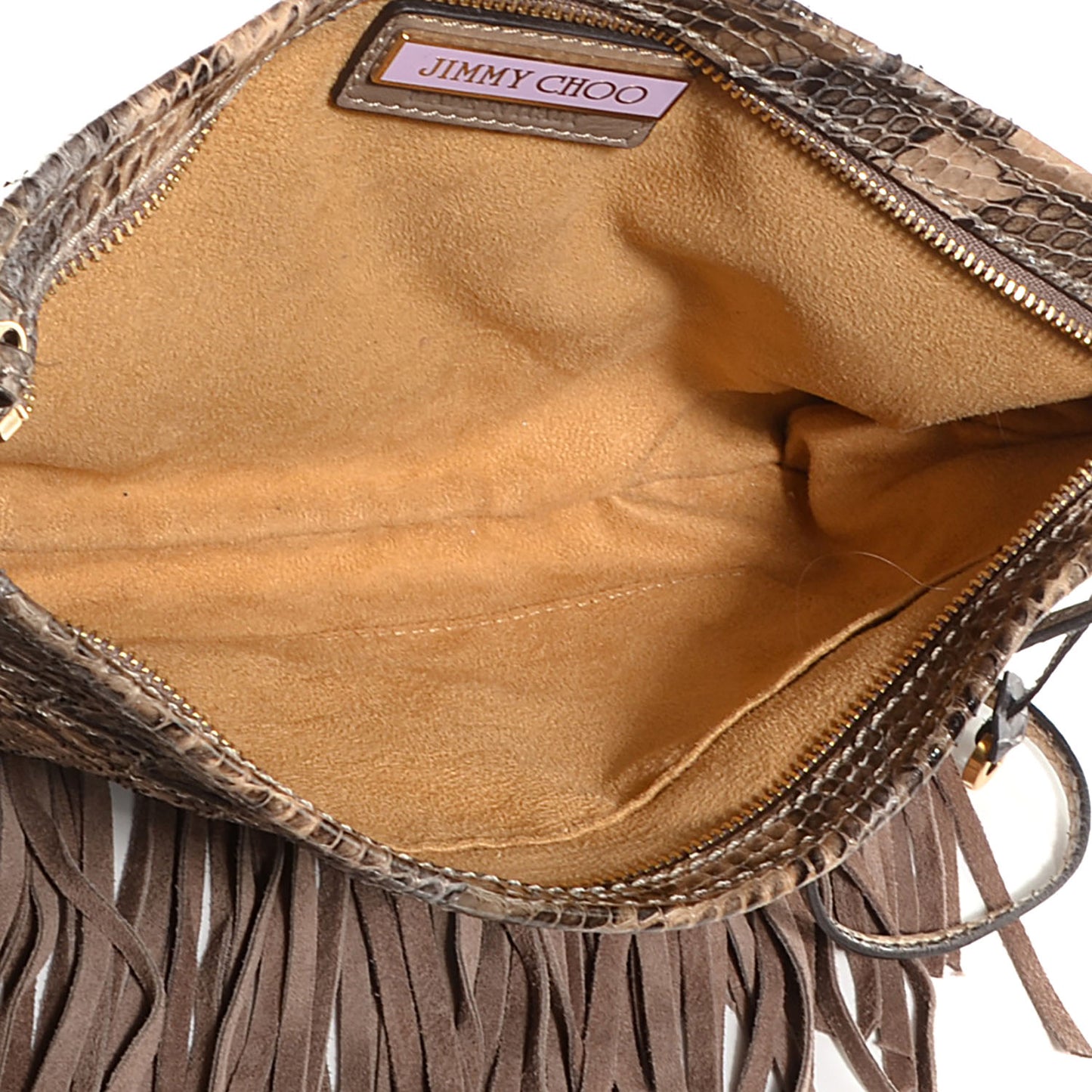 Snakeskin Suede Fringe Tita Convertible Clutch