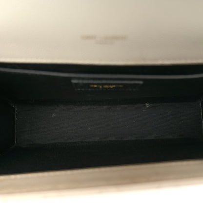 Saint Laurent Grain De Poudre Textured Mixed Matelasse Medium Triquilt Monogram Satchel Crema Soft 5 of 11