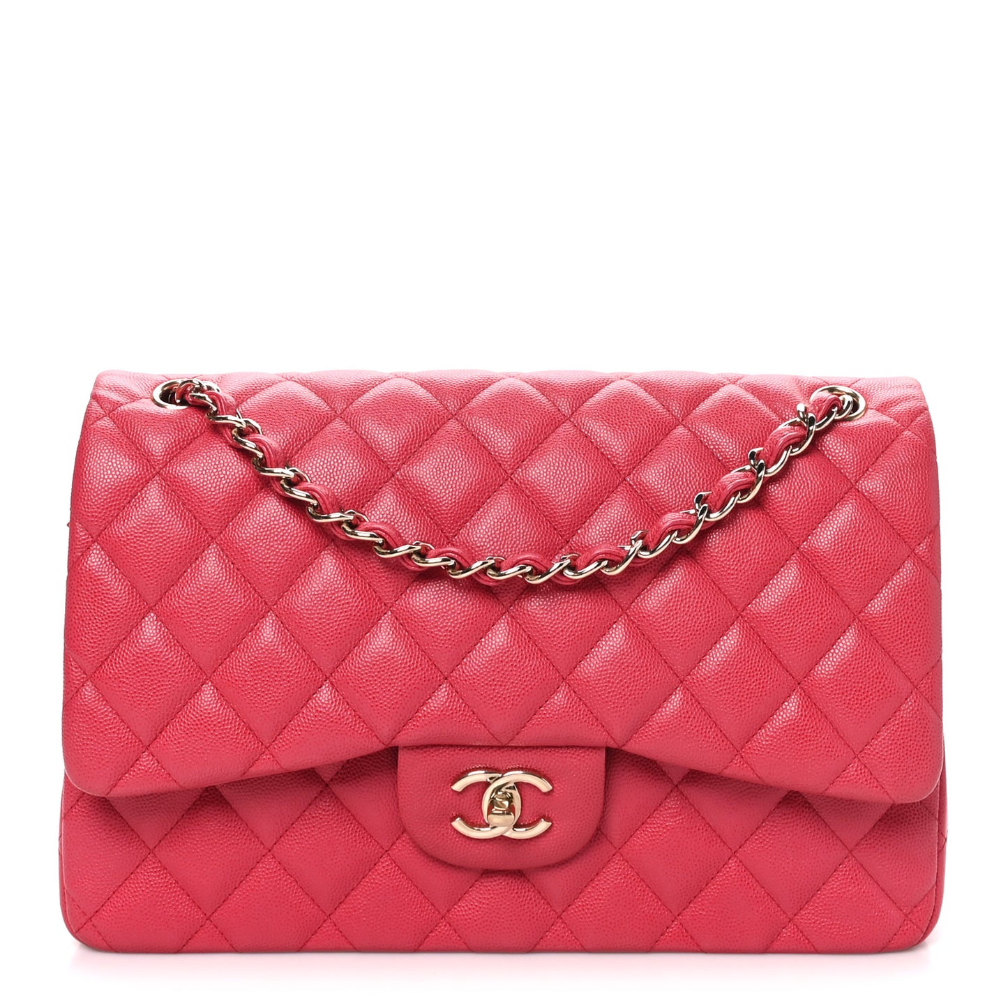 Caviar Quilted Jumbo Double Flap Dark Pink