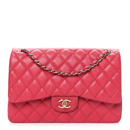 Chanel Caviar Quilted Jumbo Double Flap Dark Pink 1 of 10