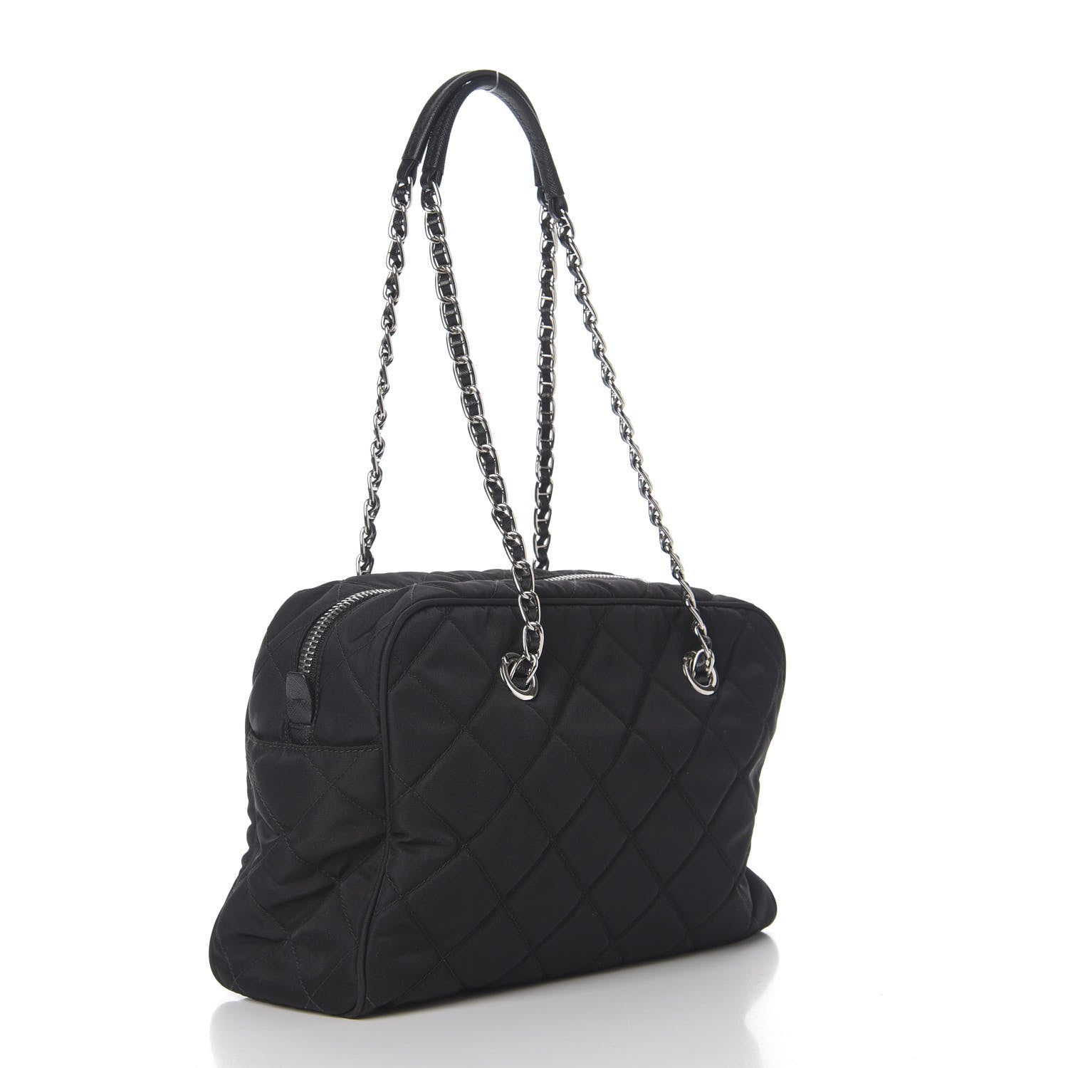 Prada Nylon Tessuto Impuntu Quilted Shoulder Bag Black 2 of 8