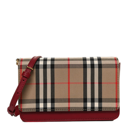 Burberry Calfskin Vintage Check Hayes Crossbody Parade Red 1 of 14