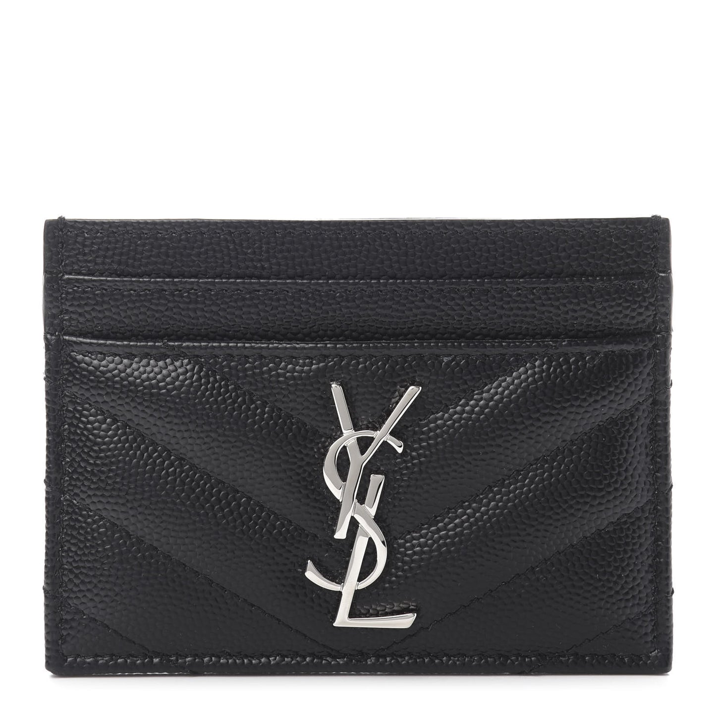 Grain De Poudre Matelasse Chevron Monogram Credit Card Case Black