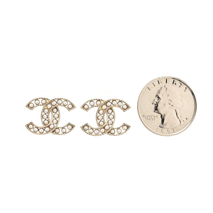 Chanel Pearl CC Earrings Light Gold 2 of 4