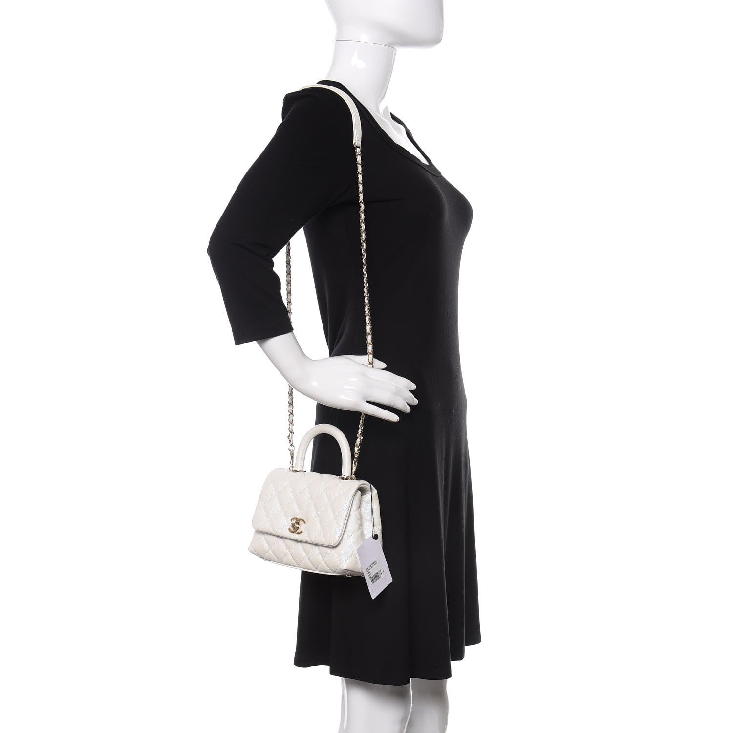 Chanel Iridescent Caviar Quilted Extra Mini Coco Handle Flap Ivory 2 of 10
