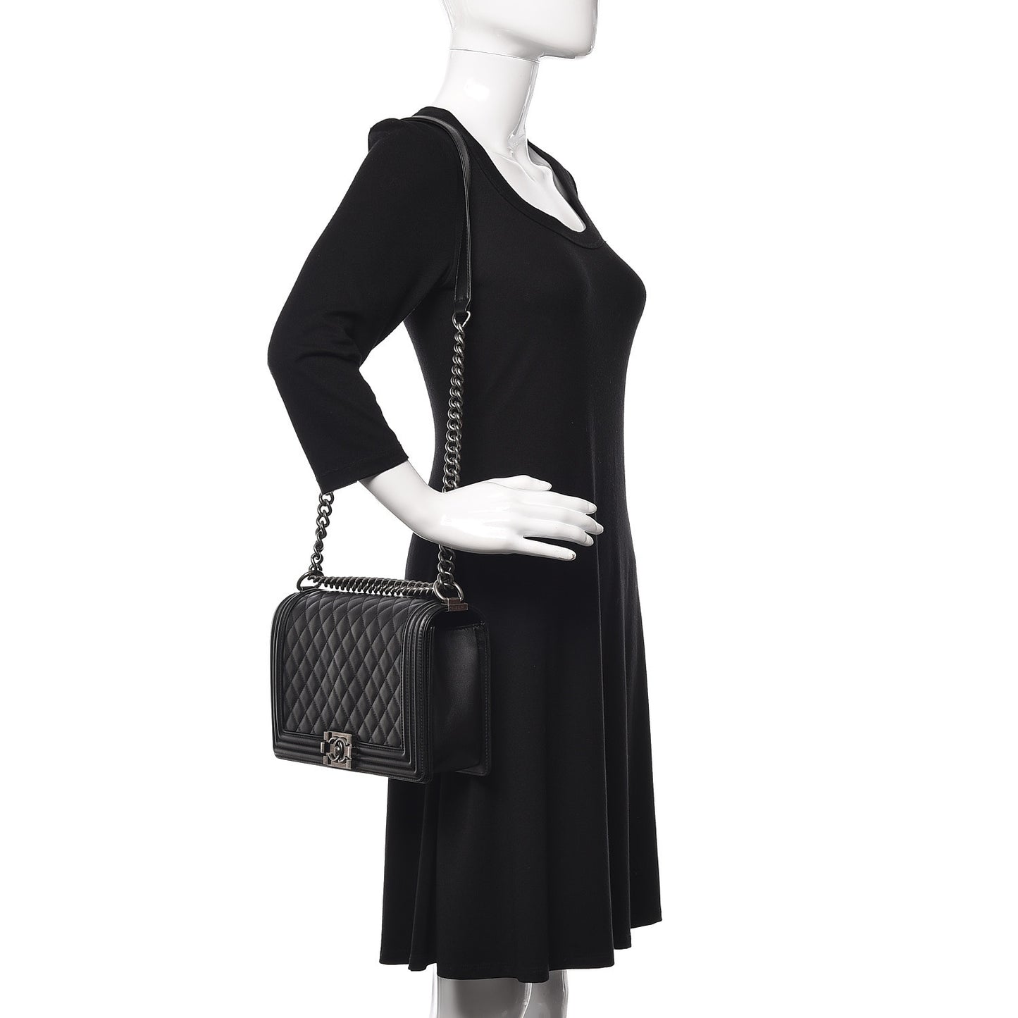 Calfskin Quilted New Medium Boy Flap Black