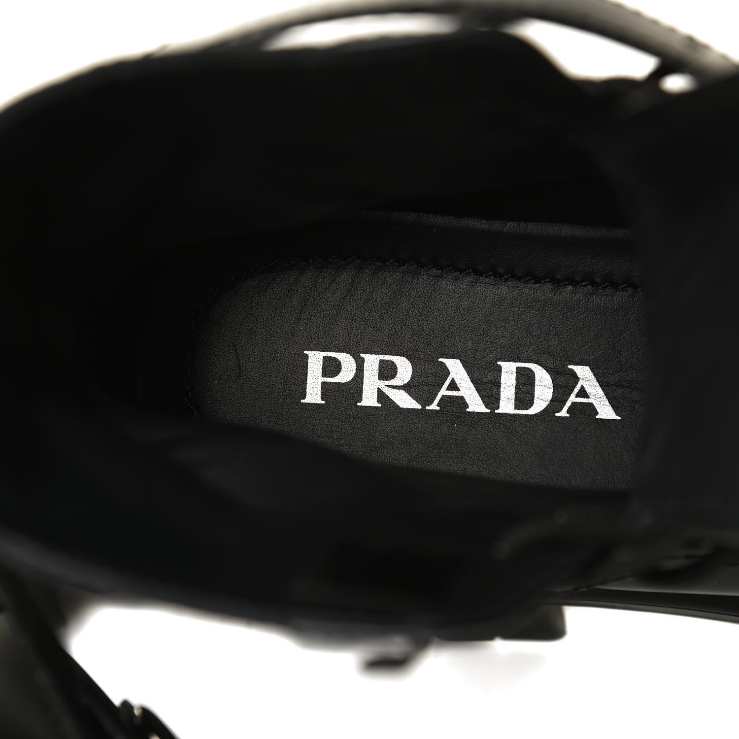 Prada Spazzolato Rois Nylon Metal Triangle Logo Monolith Pouch Pocket 55mm Boots 37.5 Black 11 of 15