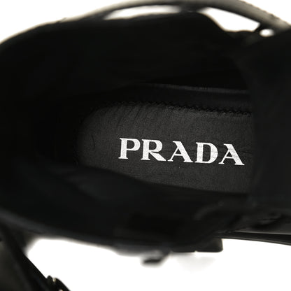 Prada Spazzolato Rois Nylon Metal Triangle Logo Monolith Pouch Pocket 55mm Boots 37.5 Black 11 of 15