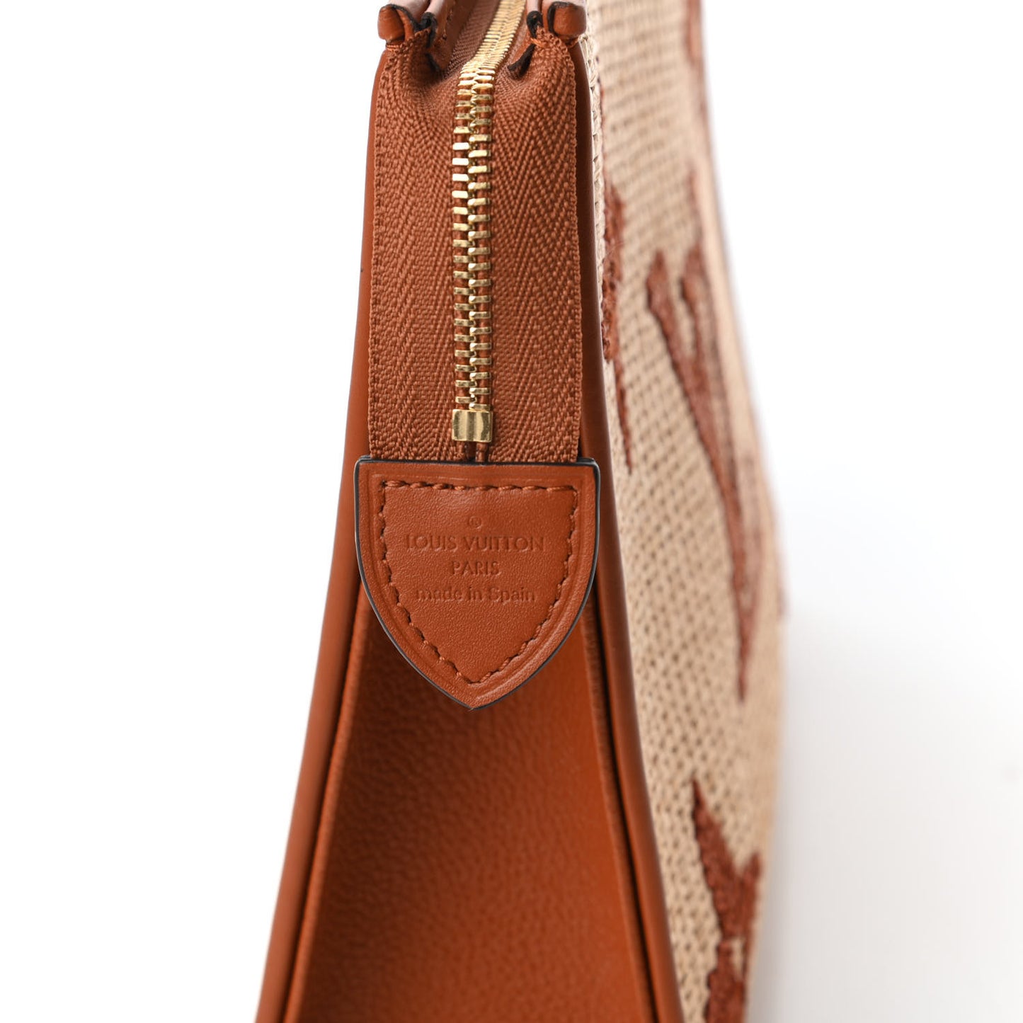 Raffia Monogram Giant Toiletry Pouch 26 Tan