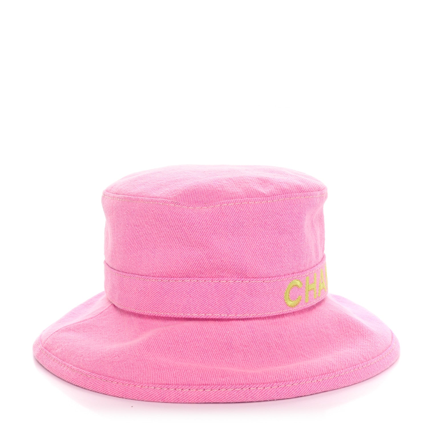 Chanel Denim Logo Bucket Hat S Pink Yellow 5 of 9