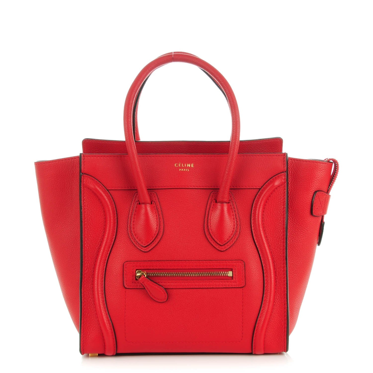 Celine Drummed Calfskin Micro Luggage Coquelicot 1 of 7