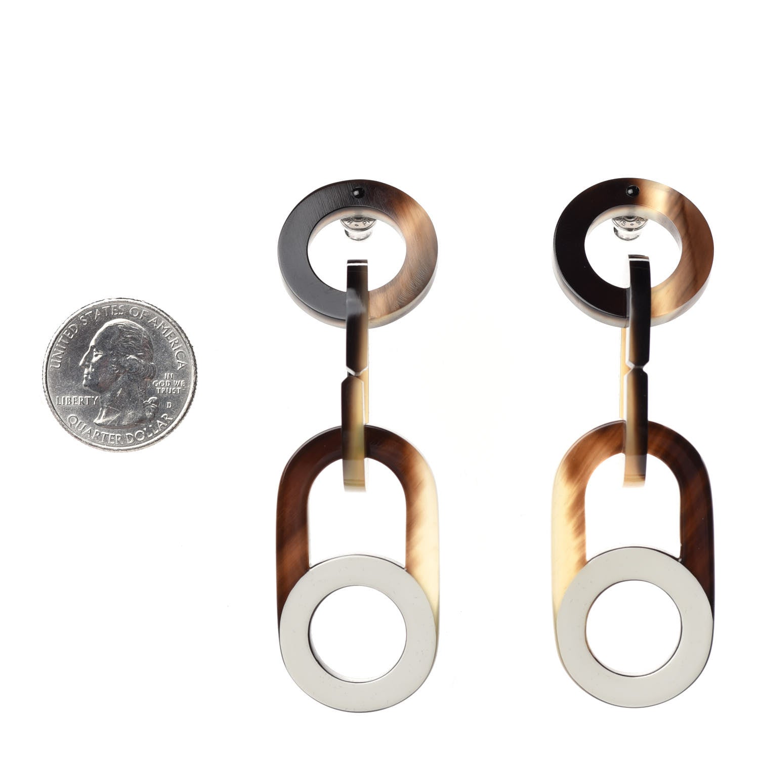 Hermes Buffalo Horn Palladium Large Variation Earrings Multicolor 2 of 4