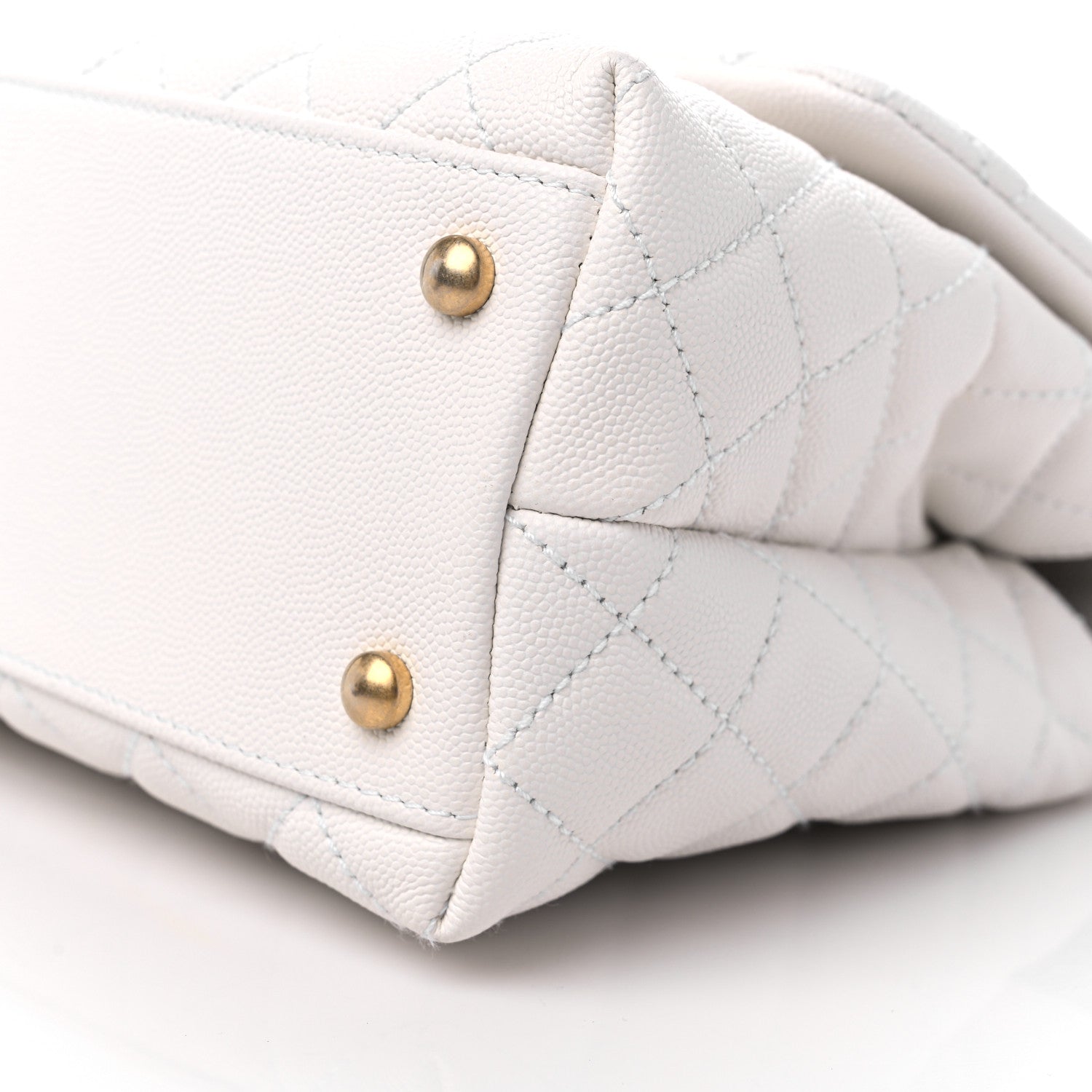 Chanel Caviar Lizard Quilted Small Coco Handle Flap White Beige 9 of 9