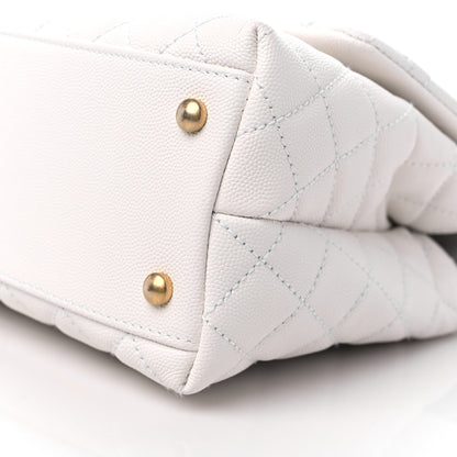 Chanel Caviar Lizard Quilted Small Coco Handle Flap White Beige 9 of 9