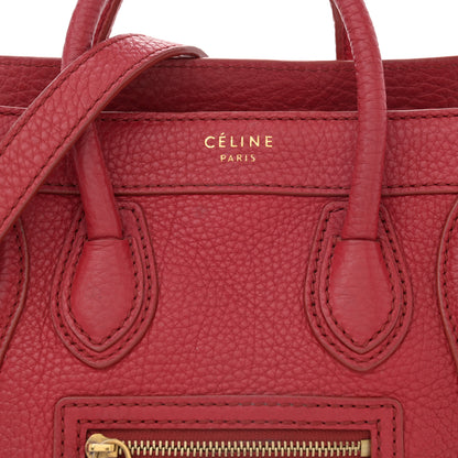 Celine Pebbled Calfskin Nano Luggage Red 7 of 13