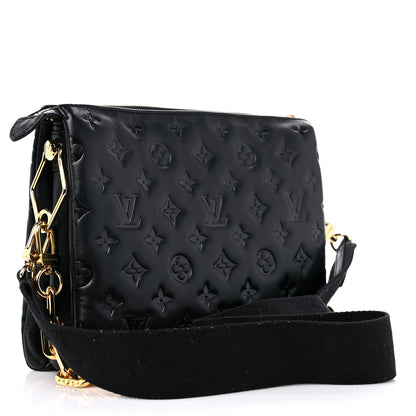 Louis Vuitton Lambskin Embossed Monogram Coussin PM Black 3 of 12