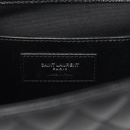Saint Laurent Grain De Poudre Textured Mixed Matelasse Triquilt Medium Monogram Satchel Black 6 of 9