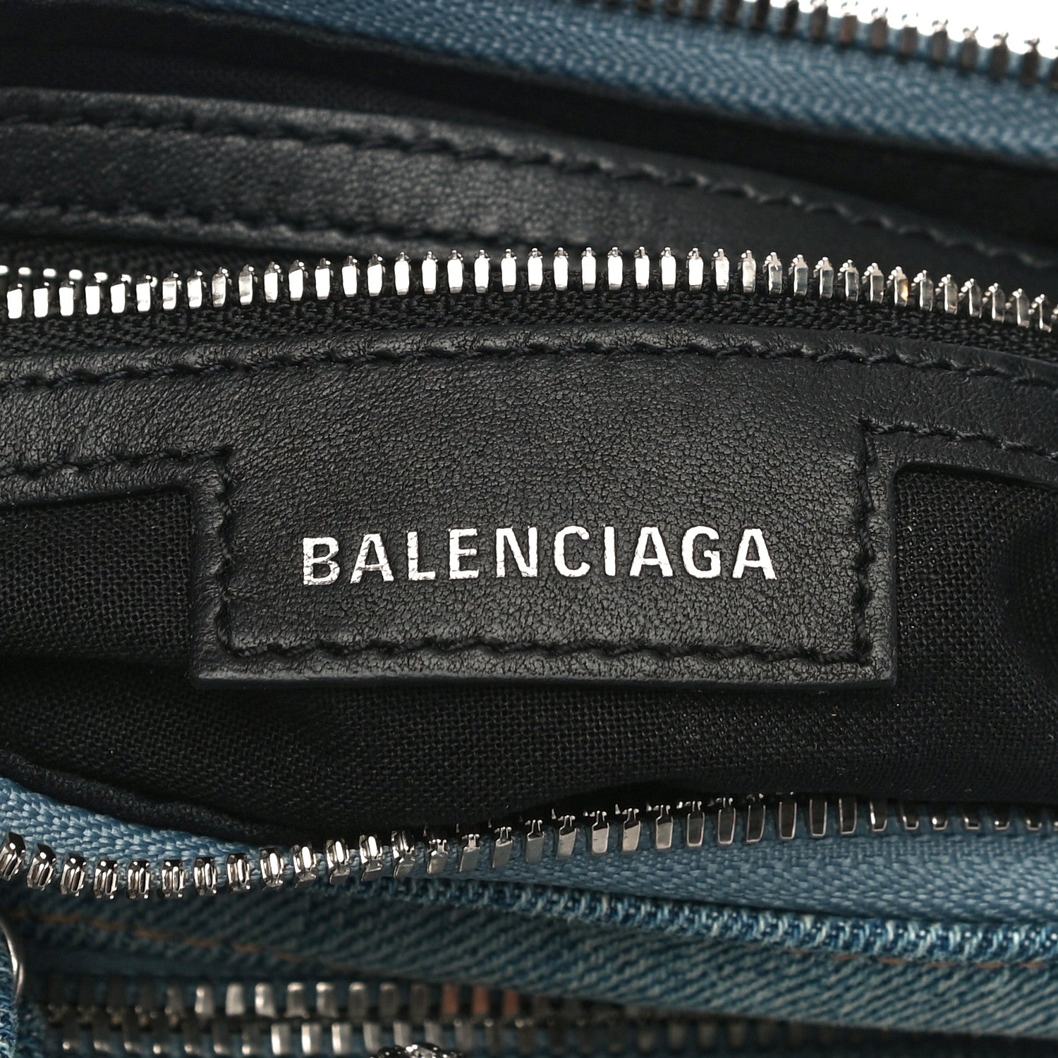 Balenciaga Washed Frayed Denim Crystal Small Le Cagole Shoulder Bag Blue 6 of 11