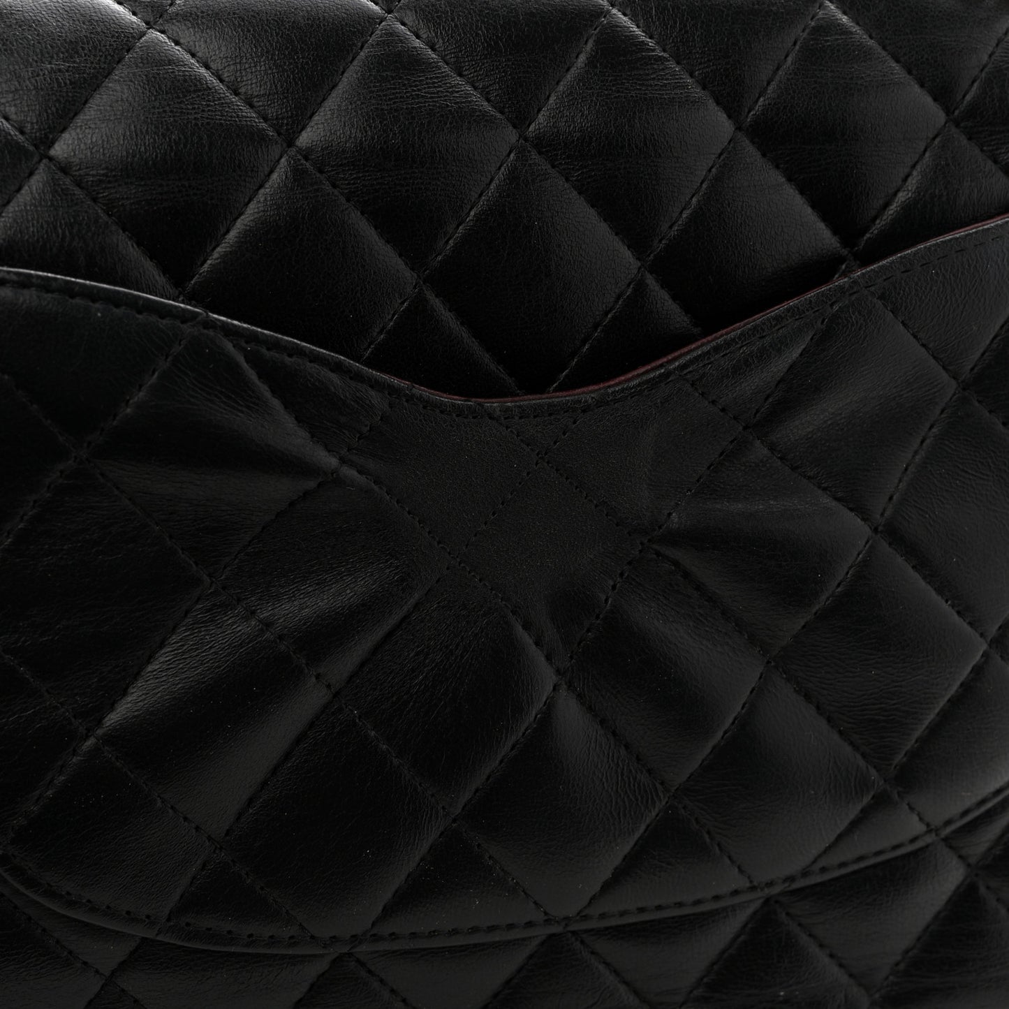 Lambskin Quilted Medium Double Flap Black