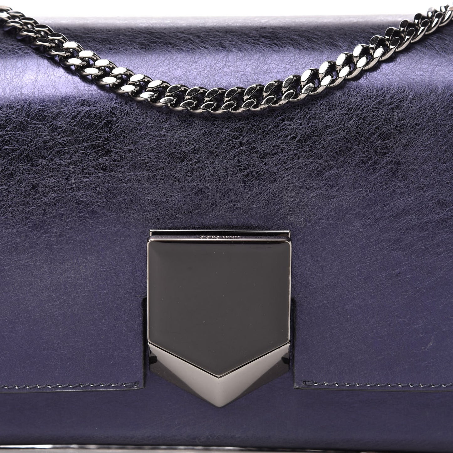 Metallic Calfskin Lockett Petite Shoulder Bag Purple