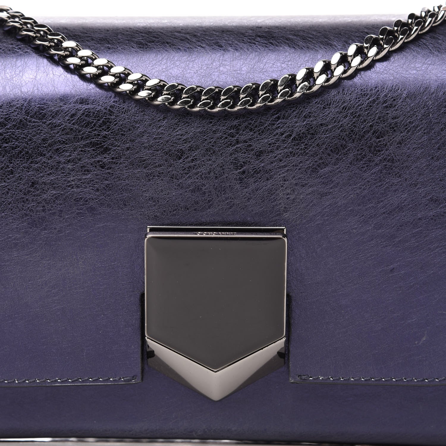 Jimmy Choo Metallic Calfskin Lockett Petite Shoulder Bag Purple 9 of 10