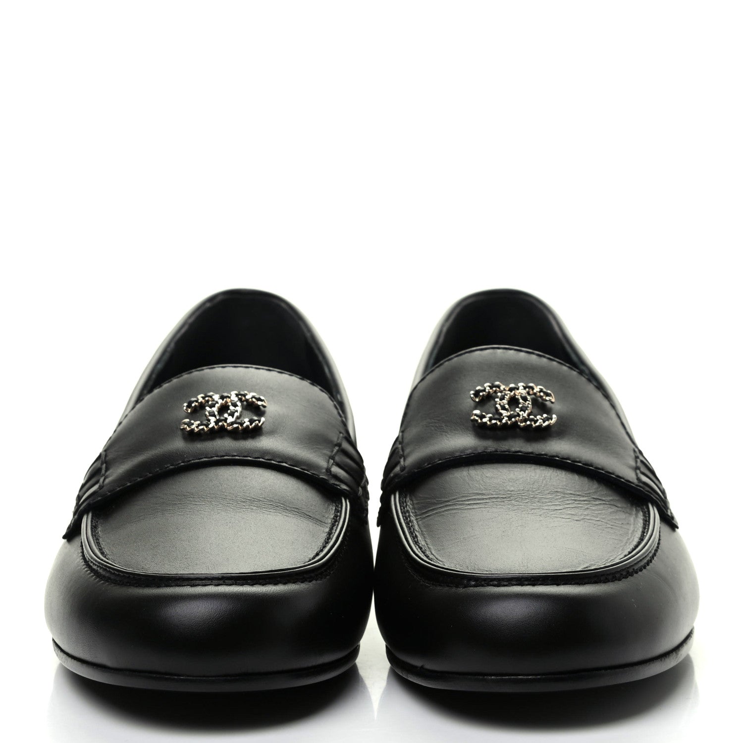 Chanel Calfskin CC Chain Mocassin Loafers 38.5 Black 2 of 9