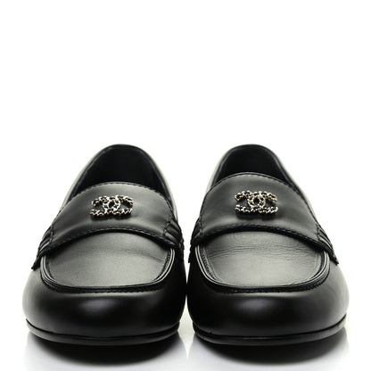 Chanel Calfskin CC Chain Mocassin Loafers 38.5 Black 2 of 9