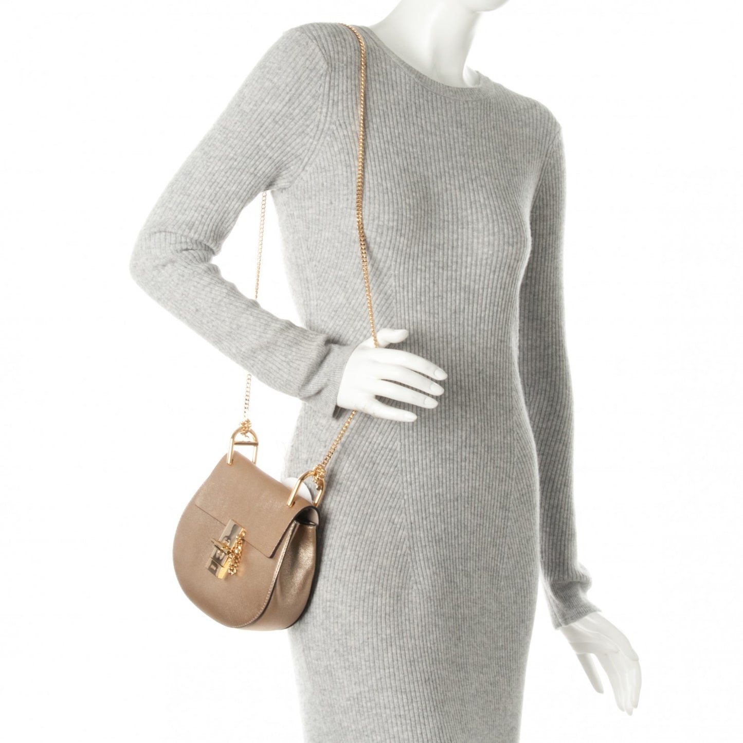 Metallic Goatskin Mini Drew Shoulder Bag Abstract Gold