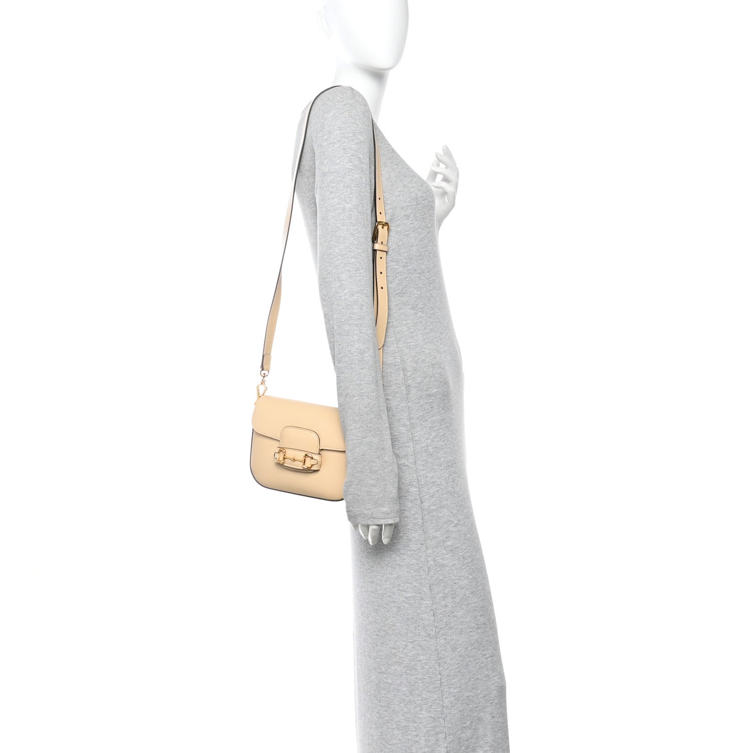 Gucci Azalea Calfskin Web Mini Horsebit 1955 Shoulder Bag Bubble Tea 2 of 10