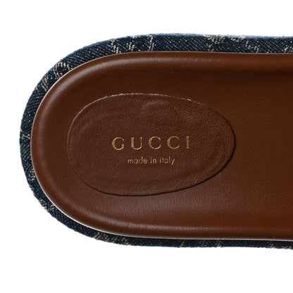 Gucci New Denim GG Monogram Angelina Platform 55mm Slide Sandals 39.5 Blue Tea 7 of 7