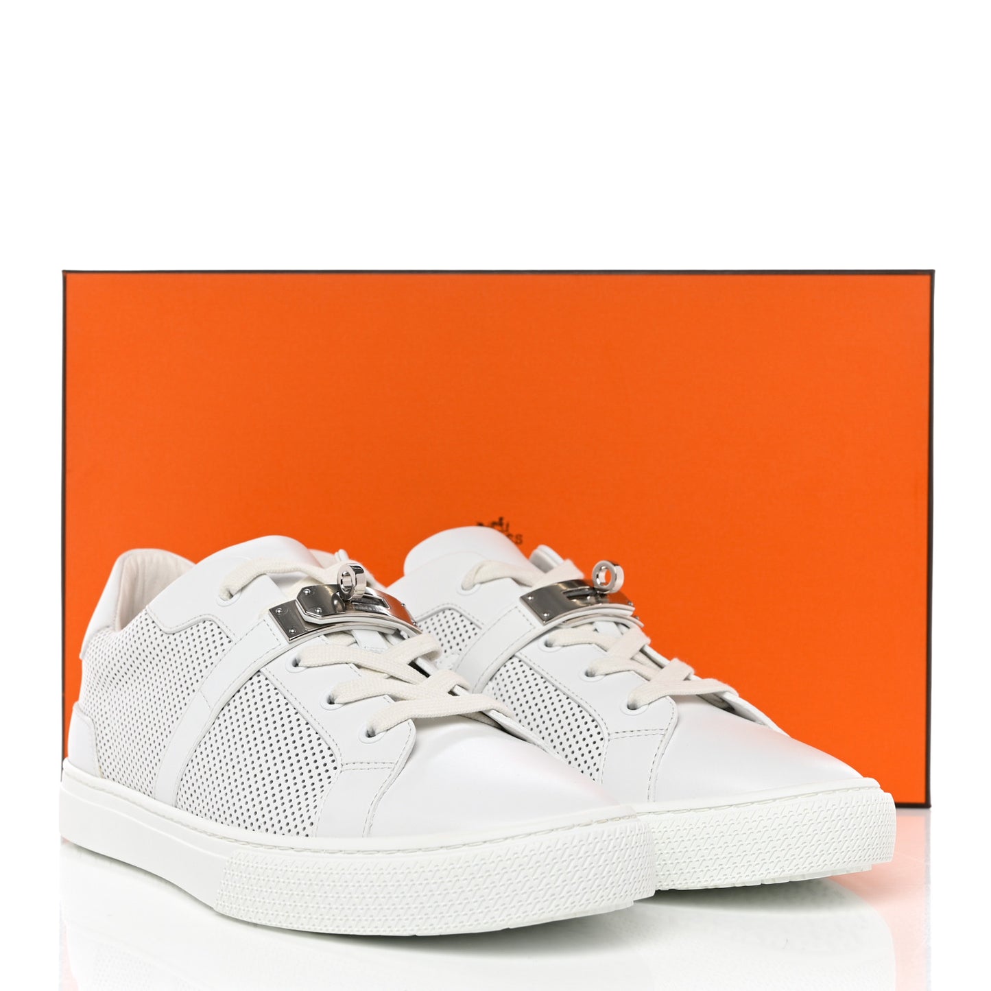 Calfskin Perforated Day Sneakers 41.5 White