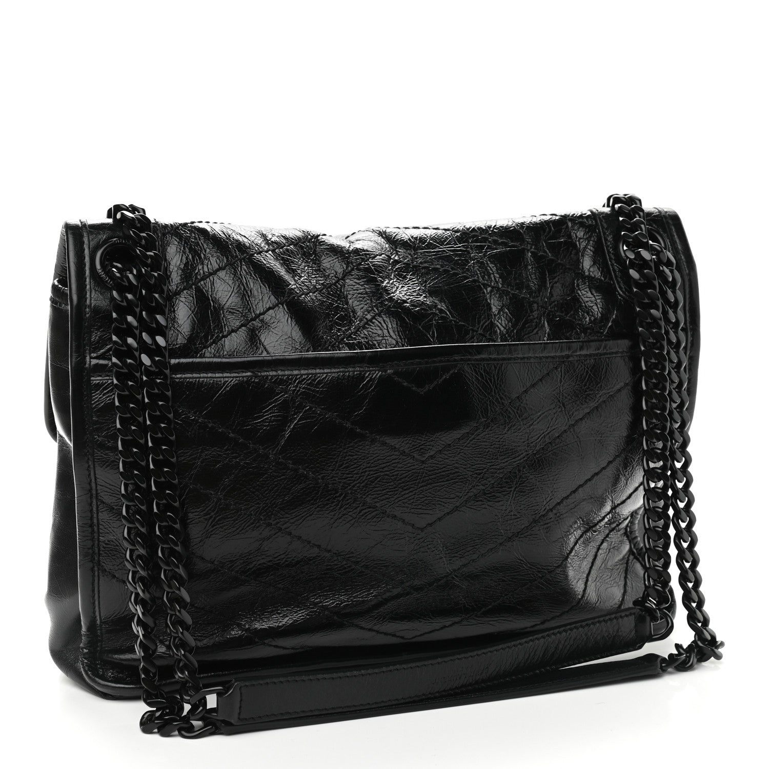 Saint Laurent Crinkled Calfskin Matelasse Monogram Medium Niki Chain Satchel Black 3 of 9