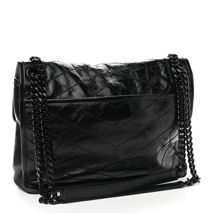 Saint Laurent Crinkled Calfskin Matelasse Monogram Medium Niki Chain Satchel Black 3 of 9