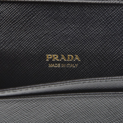 Prada Saffiano Metal Bi-Fold Card Holder Wallet Black 6 of 8