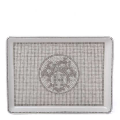 Hermes Porcelain Mosaique Au 24 Sushi Plate Platine 1 of 8