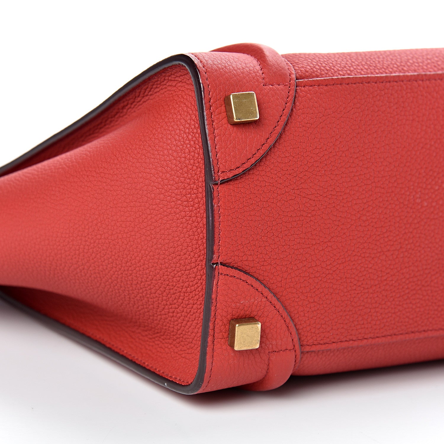 Celine Drummed Calfskin Micro Luggage Red 7 of 12