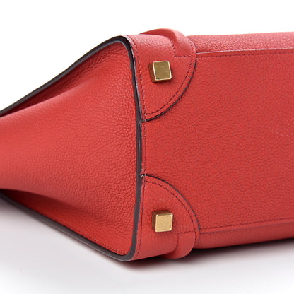 Celine Drummed Calfskin Micro Luggage Red 7 of 12
